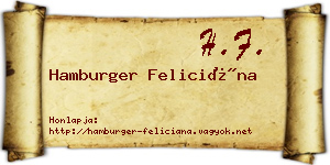 Hamburger Feliciána névjegykártya